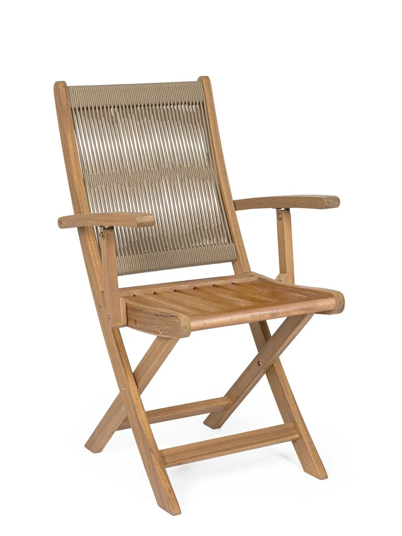 Set di 2 Sedie Pieghevoli con Braccioli in Legno Acacia e Corda - DANUBIO