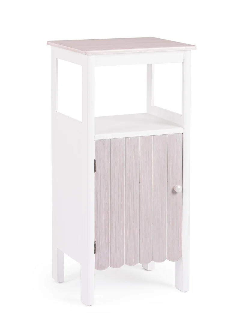 Mobiletto da Bagno in MDF 1 Anta con Ripiano Bianco Beige - FAYEL
