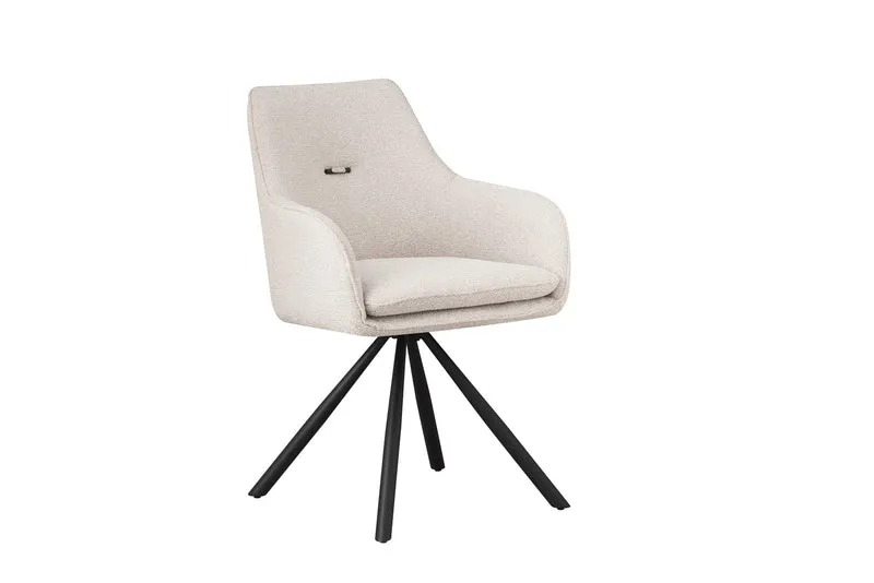 Set di 2 Sedie con Braccioli Girevoli 180° Imbottite in Tessuto con Gambe in Acciaio - FALAK