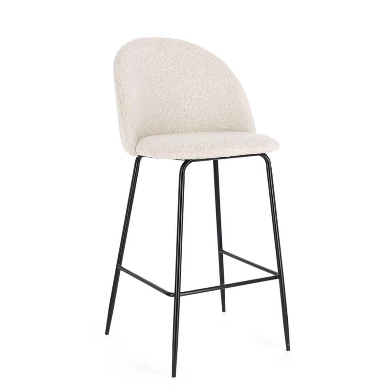 Set di 2 Sgabelli Bar in Velluto con Gambe Dorate Avorio - SIMON