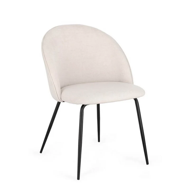 Set di 4 Sedie Imbottite in Tessuto Poliestere con Gambe in Acciaio - TANYA