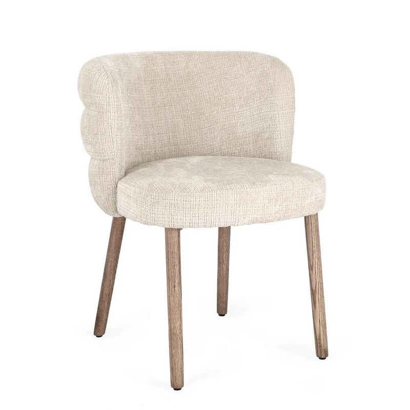 Set di 2 Sedie con Braccioli Imbottite in Tessuto con Gambe in Quercia - ILMA