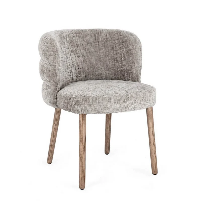 Set di 2 Sedie Con Braccioli Imbottite in Tessuto con Gambe in Quercia - ILMA