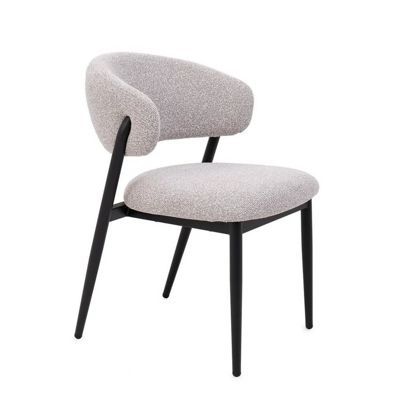 Set di 2 Sedie Imbottite in Tessuto Bouclé con Struttura Effetto Legno - CASSANDRA