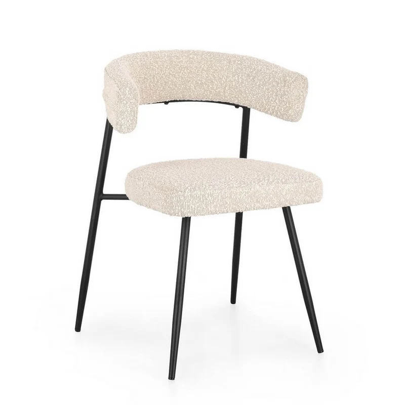 Set di 4 Sedie Imbottite in Tessuto con Gambe in Acciaio Nero - AMAIA