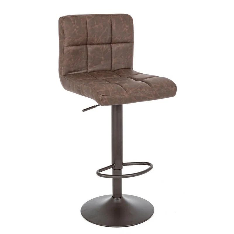 Set di 2 Sgabelli da Bar Regolabili in Similpelle Vintage Trapuntata - BLACKCOFFEE