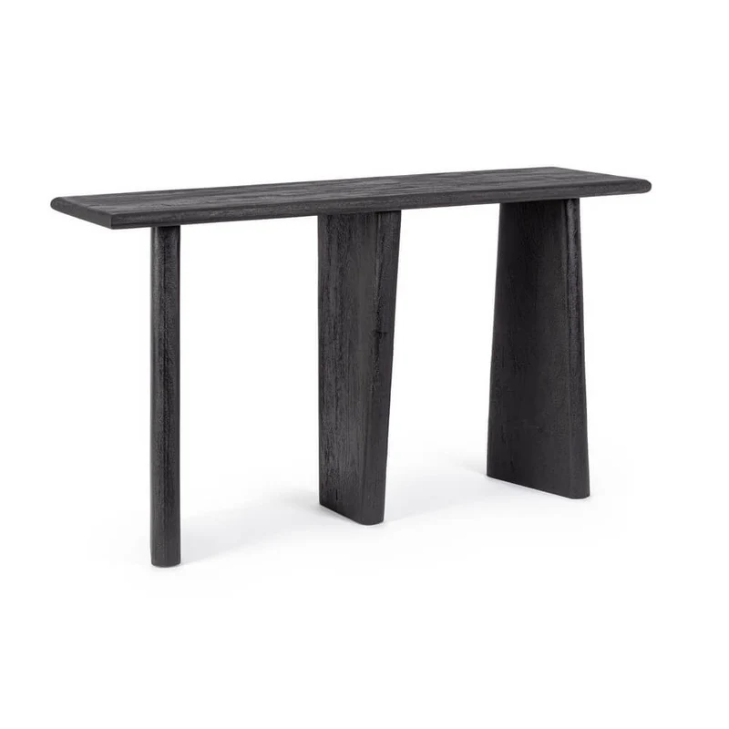 Consolle in Legno di Mango Nero con Gambe Asimmetriche 130x40 - ALEXIA