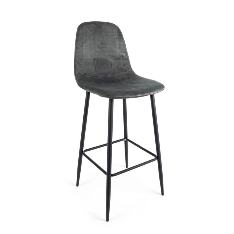 Set di 2 Sgabelli da Bar Imbottiti in Velluto con Gambe in Acciaio - STRUCTURE