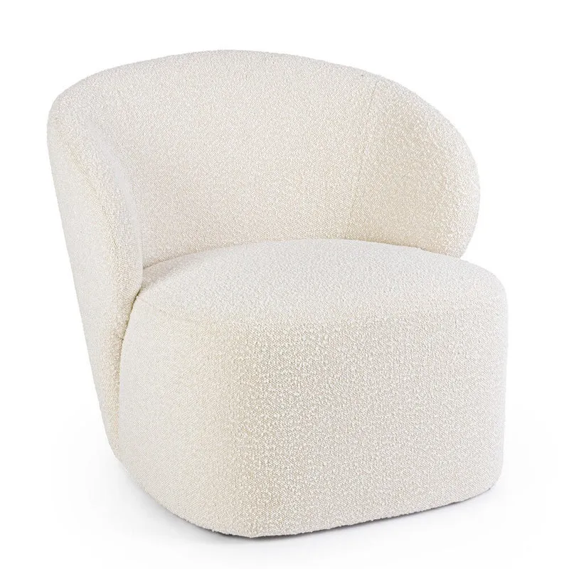 Poltrona Imbottita in Tessuto Bouclé Design Arrotondato - RENATA
