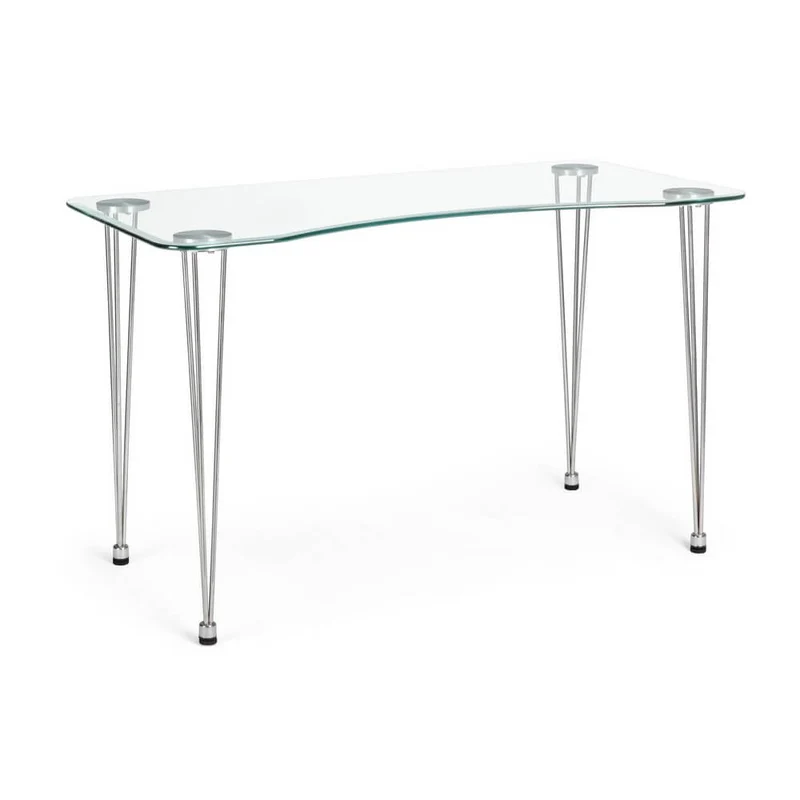 Scrivania in Vetro Temperato con Gambe in Acciaio Cromato - RADIANCE