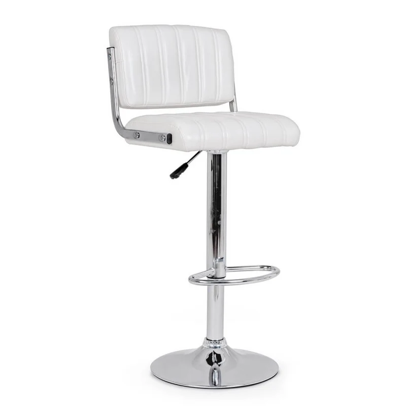 Set di 2 Sgabelli da Bar Regolabili in Similpelle con Base Cromata - OWEN