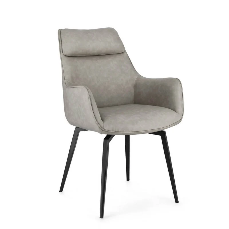 Set di 2 Poltrone Imbottite in Similpelle con Gambe in Acciaio - MILES
