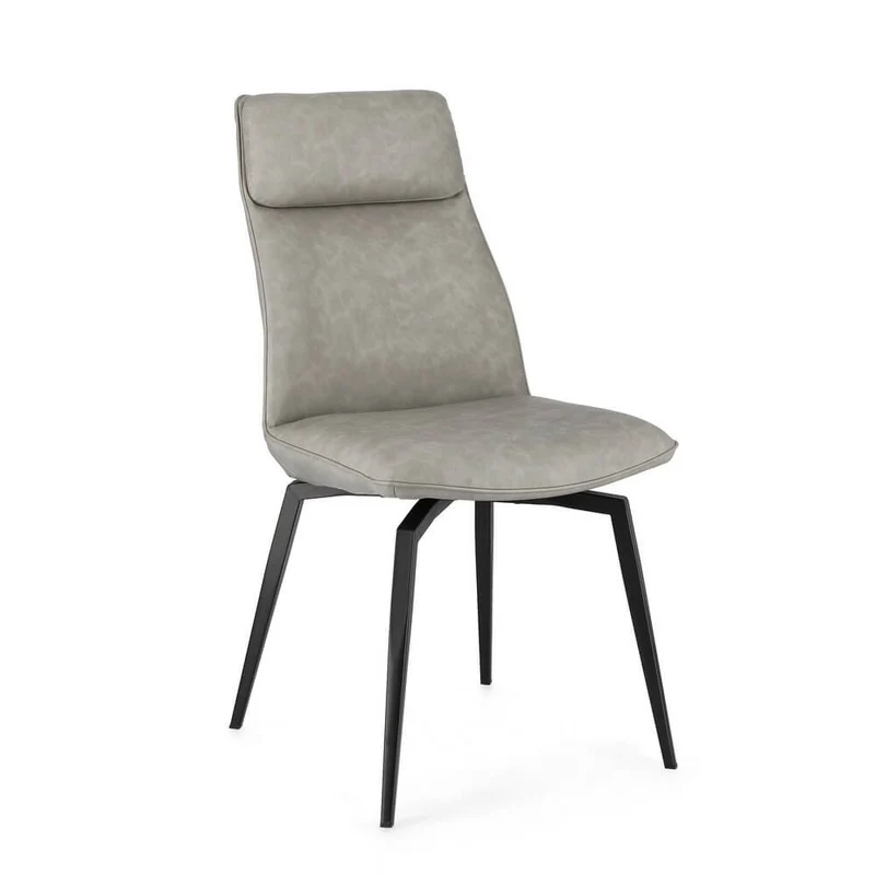 Set di 2 sedie da pranzo in similpelle con gambe in acciaio - MILES