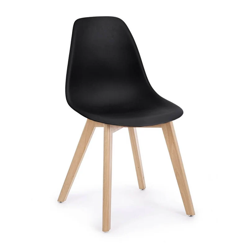 Set di 4 Sedie in Plastica con Gambe in Legno di Faggio Stile Nordico - JASMINE