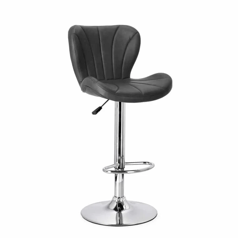 Set di 2 Sgabelli da Bar Regolabili in Similpelle Grigio Scuro - HAMPTON