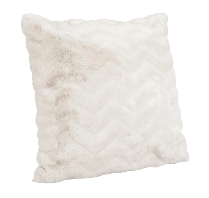 Cuscino in Ecopelliccia Bianca con Motivo Chevron 60x60 cm - FAISAL