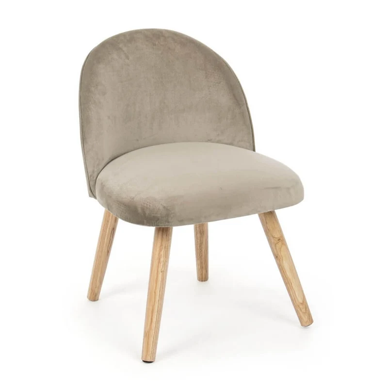 Set di 2 Poltroncine Imbottite in Velluto con Gambe in Legno - CALEB