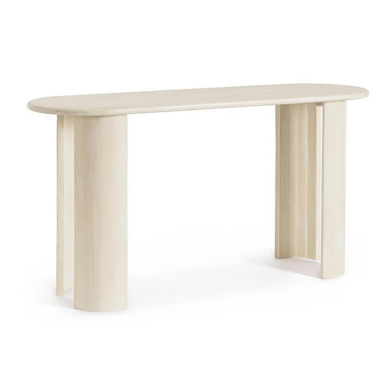 Consolle in Legno di Mango con Piano Ovale e Gambe Cilindriche - BRANCH