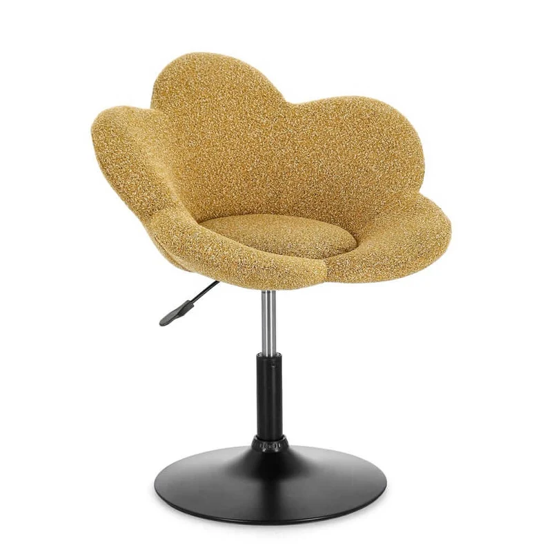 Set di 2 Poltroncine Girevoli Regolabili in Tessuto Bouclé con Base Cromata - BLOOM