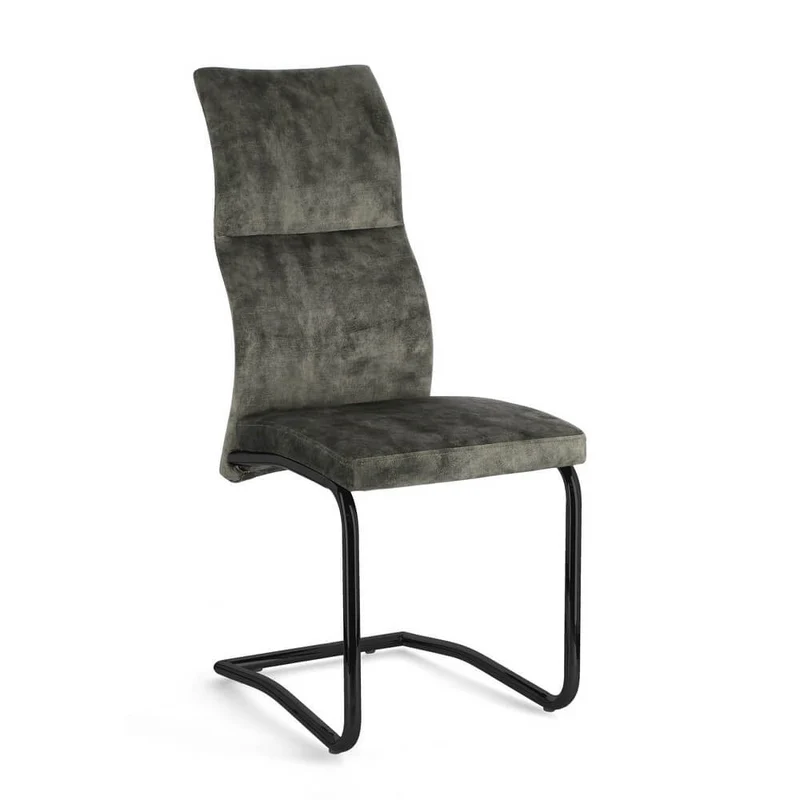 Set di 4 Sedie Imbottite in Velluto con Gambe in Acciaio - ASHER