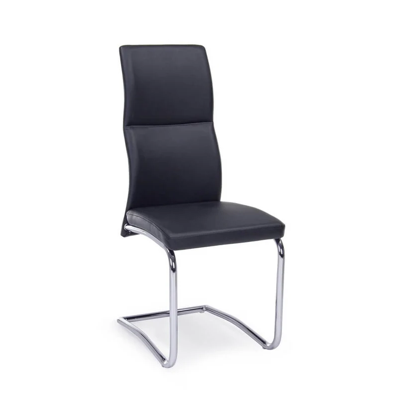 Set di 4 Sedie Imbottite in Similpelle con Gambe Cromate - ASHER