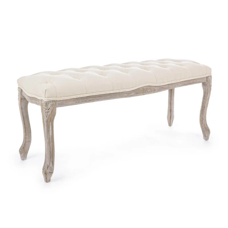 Panca imbottita in tessuto con gambe in legno stile classico - ARIANNA