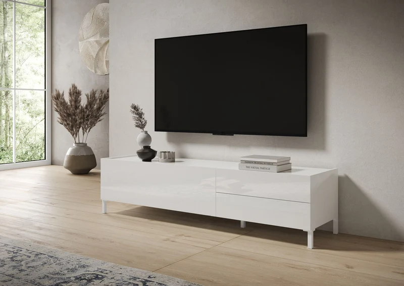 Porta TV 1 ribalta/2 cassetti 160x42x40 cm - SOLARIA