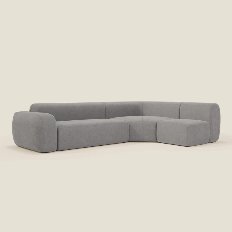 BonBon divano angolare componibile e modulare - tessuto smacchiabile T23 grigio