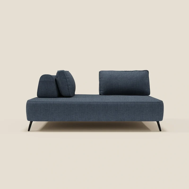 Volta divano modulare con schienali mobili in raffinato tessuto ciniglia T06 blu