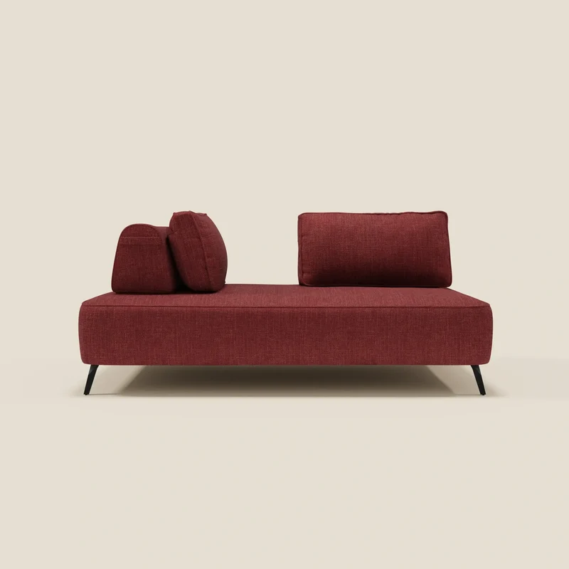 Volta divano modulare con schienali mobili in raffinato tessuto ciniglia T06 rosso