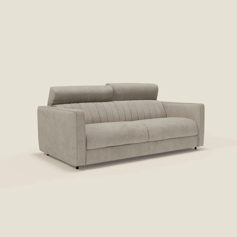 Nivon Divano letto moderno materasso H16 cm con poggiatesta in tessuto impermeabile T25 beige