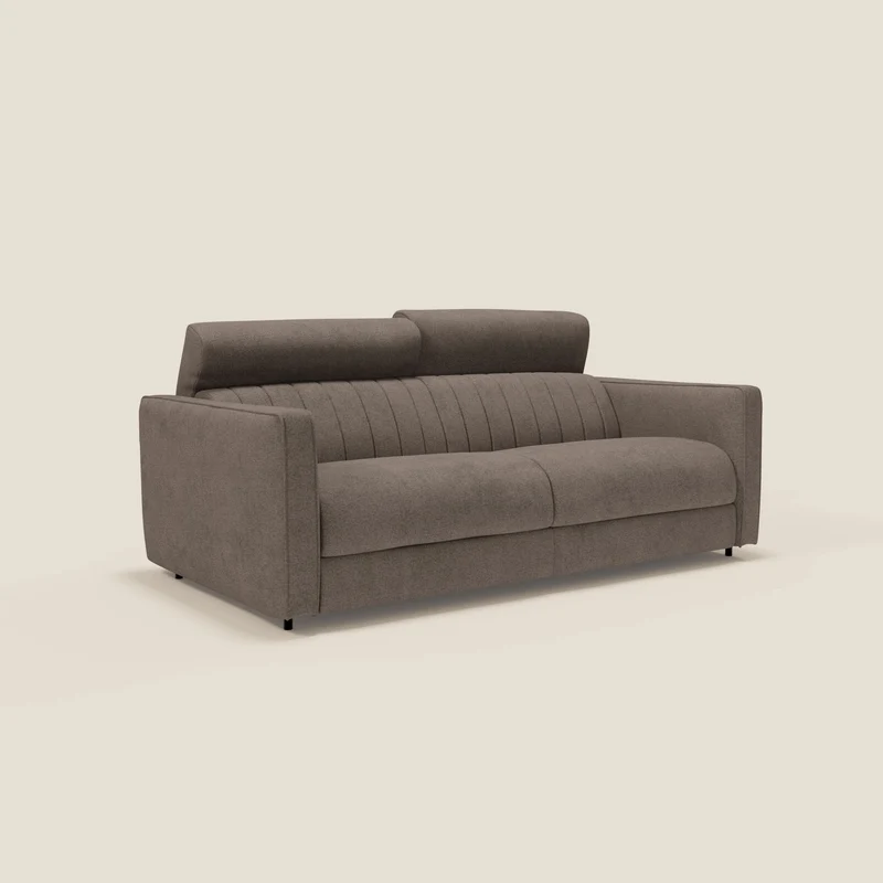 Nivon Divano letto moderno materasso H16 cm con poggiatesta in tessuto impermeabile T25 marrone