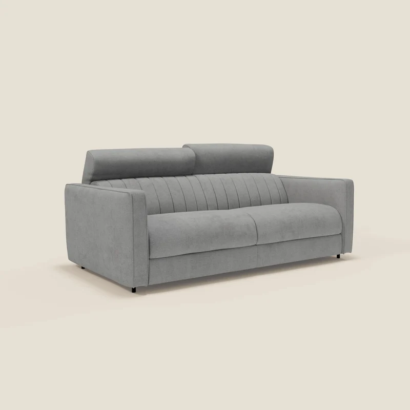 Nivon Divano letto moderno materasso H16 cm con poggiatesta in tessuto impermeabile T25 grigio