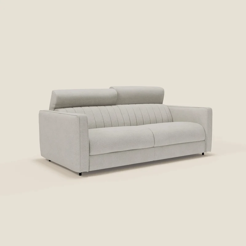 Nivon Divano letto moderno materasso H16 cm con poggiatesta in tessuto impermeabile T25 panna