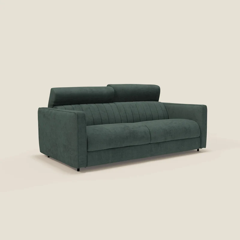 Nivon Divano letto moderno materasso H16 cm con poggiatesta in tessuto impermeabile T25 verde