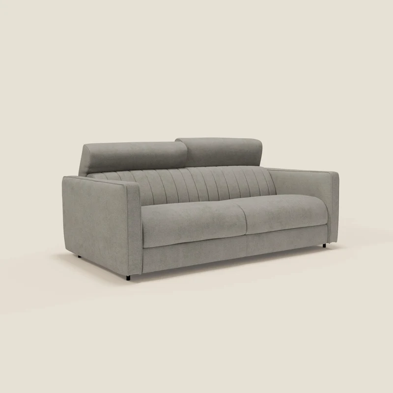 Nivon Divano letto moderno materasso H16 cm con poggiatesta in tessuto impermeabile T25 tortora