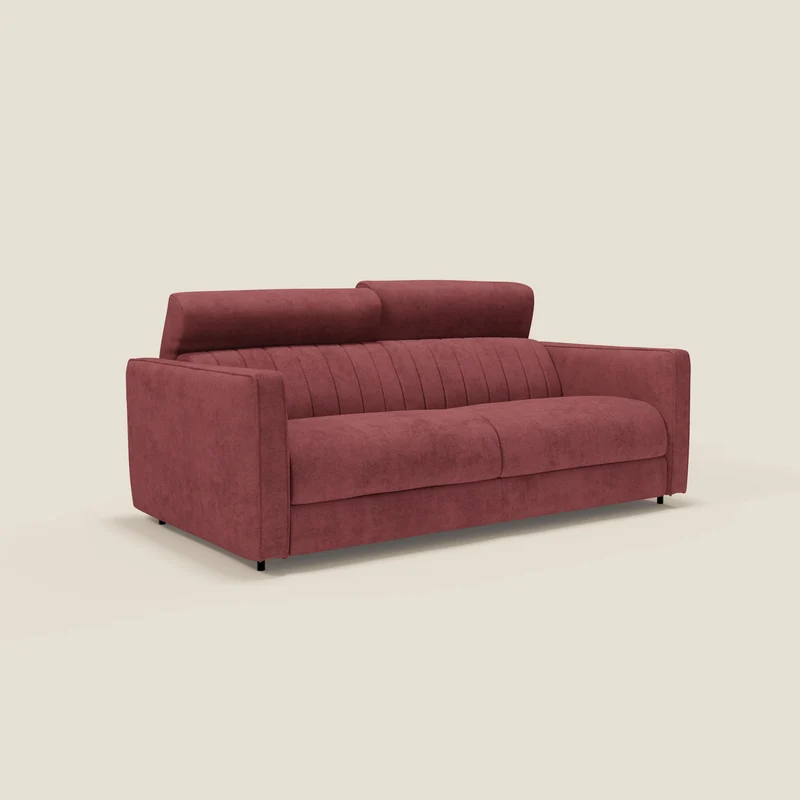 Nivon Divano letto moderno materasso H16 cm con poggiatesta in tessuto impermeabile T25 rosso