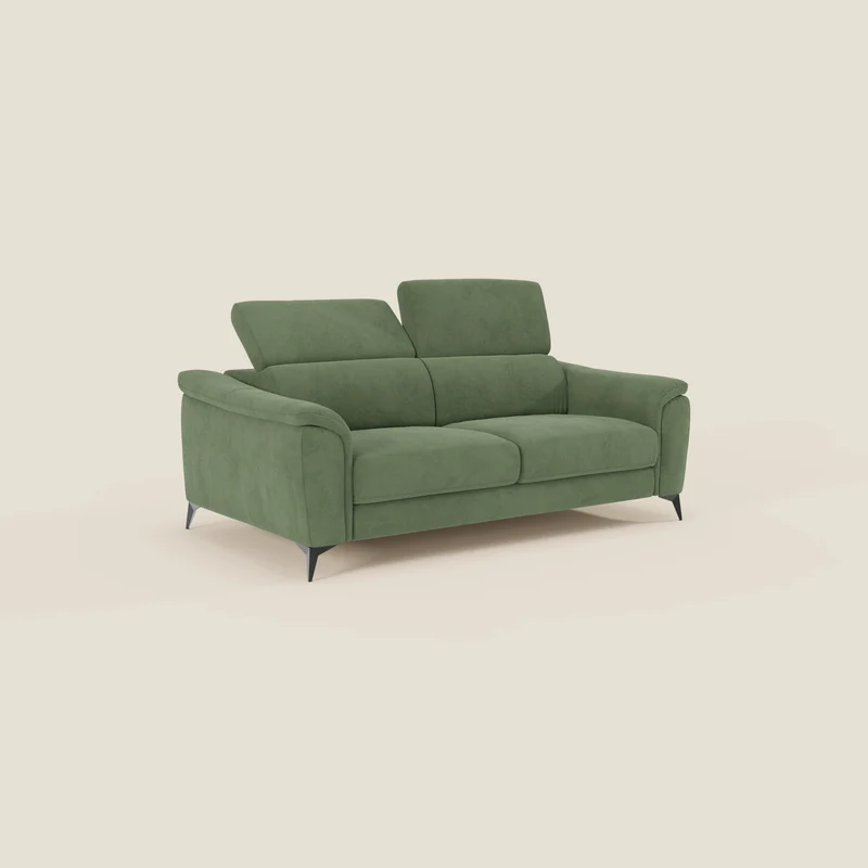 Arcos Divano 3 posti - piedini alti e poggiatesta reclinabili in microfibra impermeabile T11 verde
