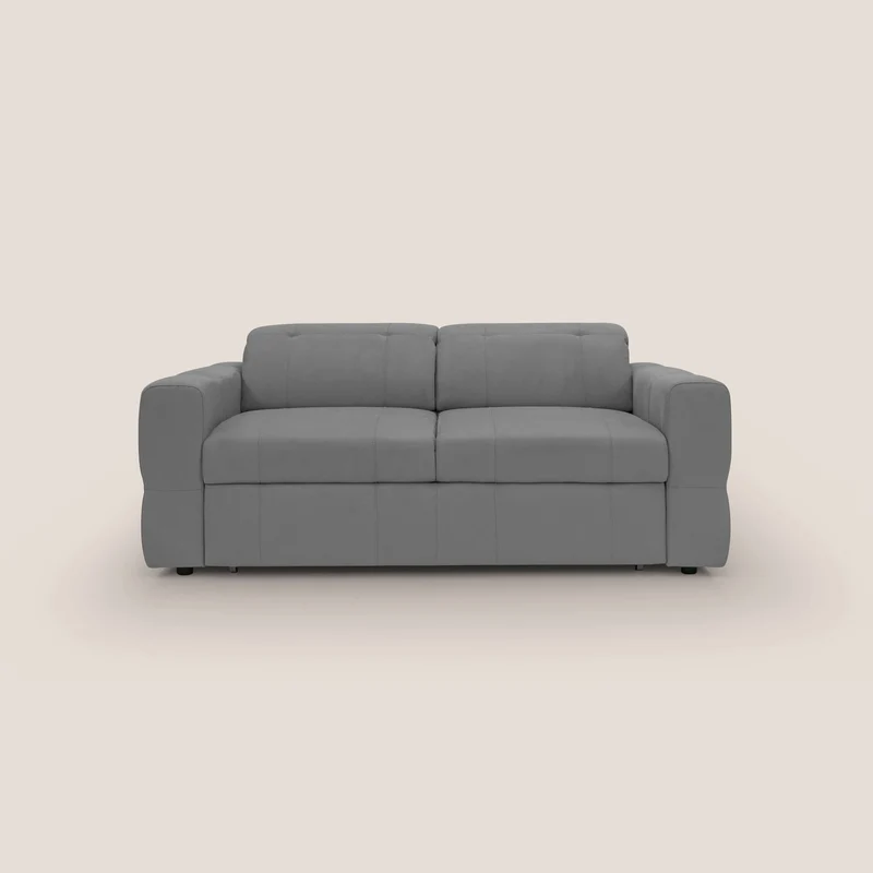 Kronos Divano con pouf estraibile poggiapiedi e poggiatesta reclinabili in morbida microfibra impermeabile T11 grigio