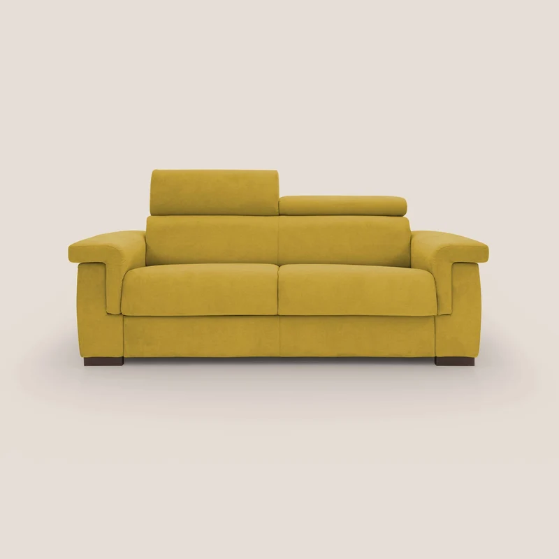 Bjorn divano letto sfoderabile con materasso H18 cm e poggiatesta reclinabili in tessuto impermeabile T02 giallo