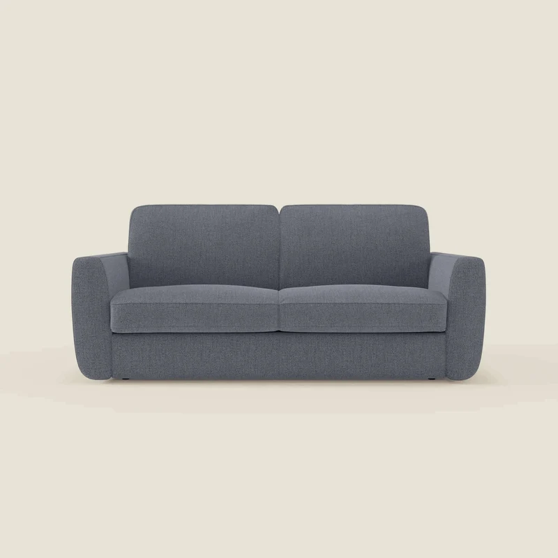 Leonida divano letto sfoderabile e materasso H18 cm - vano portaguanciali in tessuto Smacchiabile T23 blu grafite