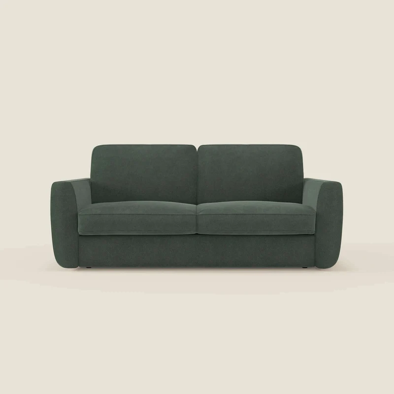 Leonida divano letto sfoderabile e materasso H18 cm - vano portaguanciali in tessuto Smacchiabile T23 verde