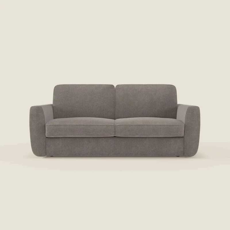 Leonida divano letto sfoderabile e materasso H18 cm - vano portaguanciali in tessuto Smacchiabile T23 talpa