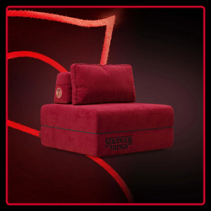 Rift poltrona letto STRANGER THINGS Edition con materasso alto 22 cm e memory foam - tessuto smacchiabile rosso