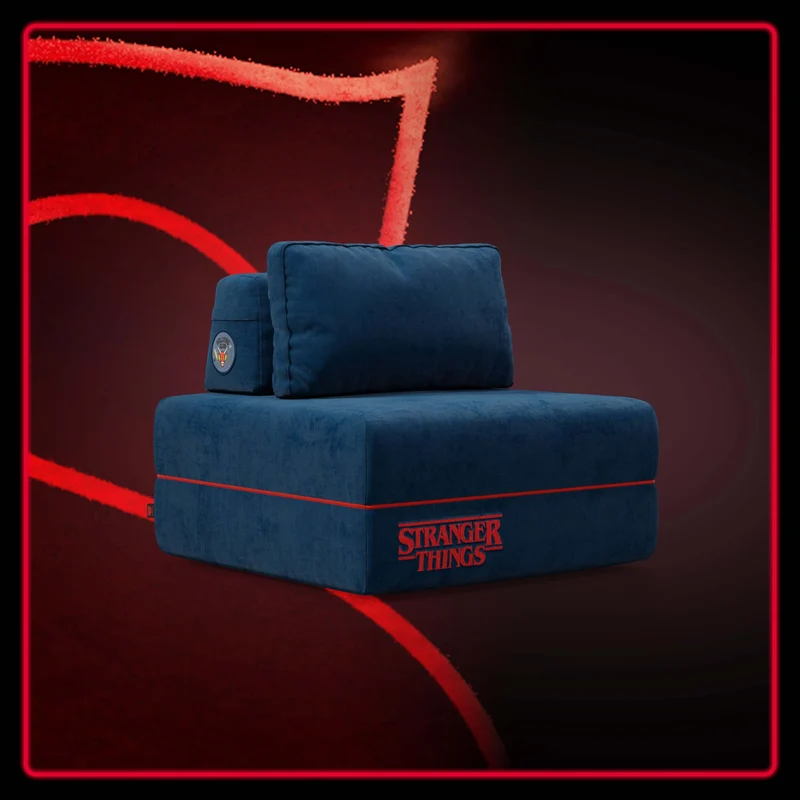 Rift poltrona letto STRANGER THINGS Edition con materasso alto 22 cm e memory foam - tessuto smacchiabile blu
