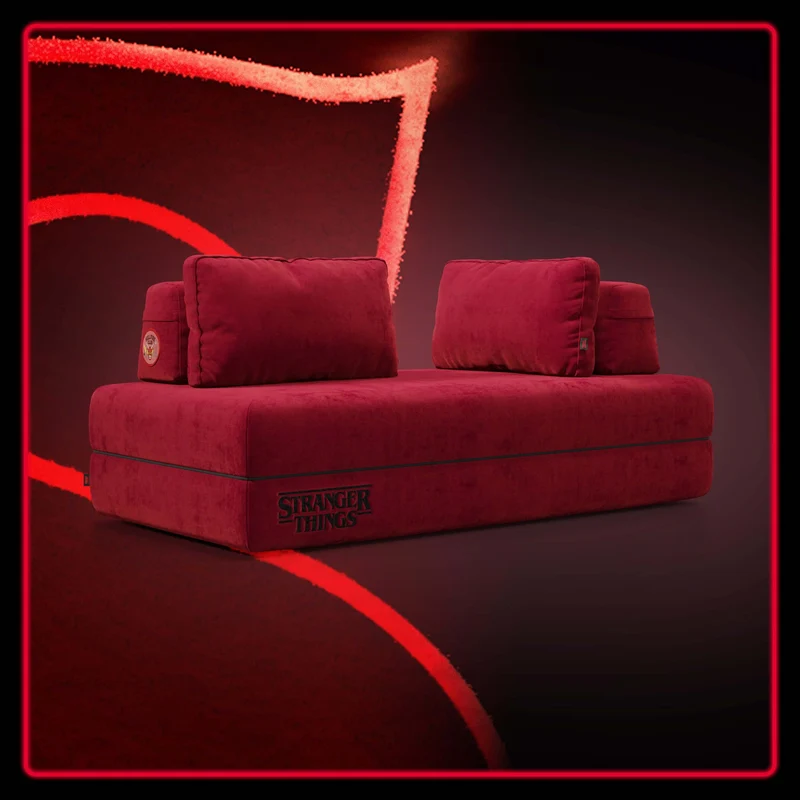 Rift divano letto matrimoniale STRANGER THINGS Edition 2 posti e 3 posti con schienali mobili - materasso alto 22 cm e memory foam in tessuto smacchiabile Rosso