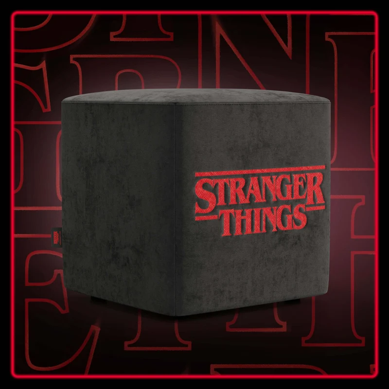 Cube pouf Stranger Things Edition - Il design incontra la leggenda in tessuto smacchiabile antracite