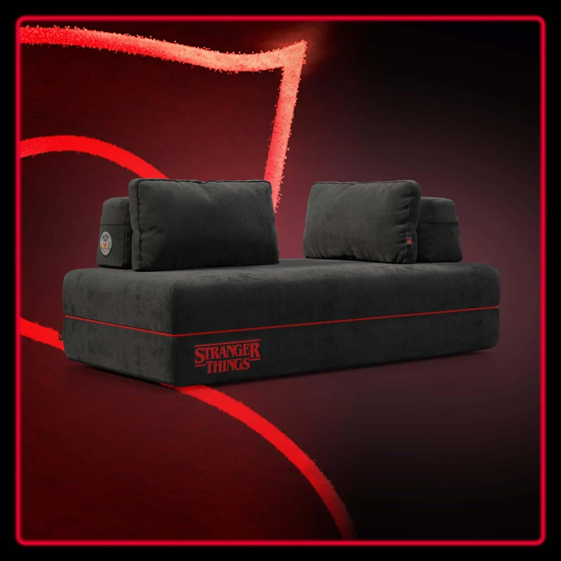 Rift divano letto matrimoniale STRANGER THINGS Edition 2 posti e 3 posti con schienali mobili - materasso alto 22 cm e memory foam in tessuto smacchiabile Antracite