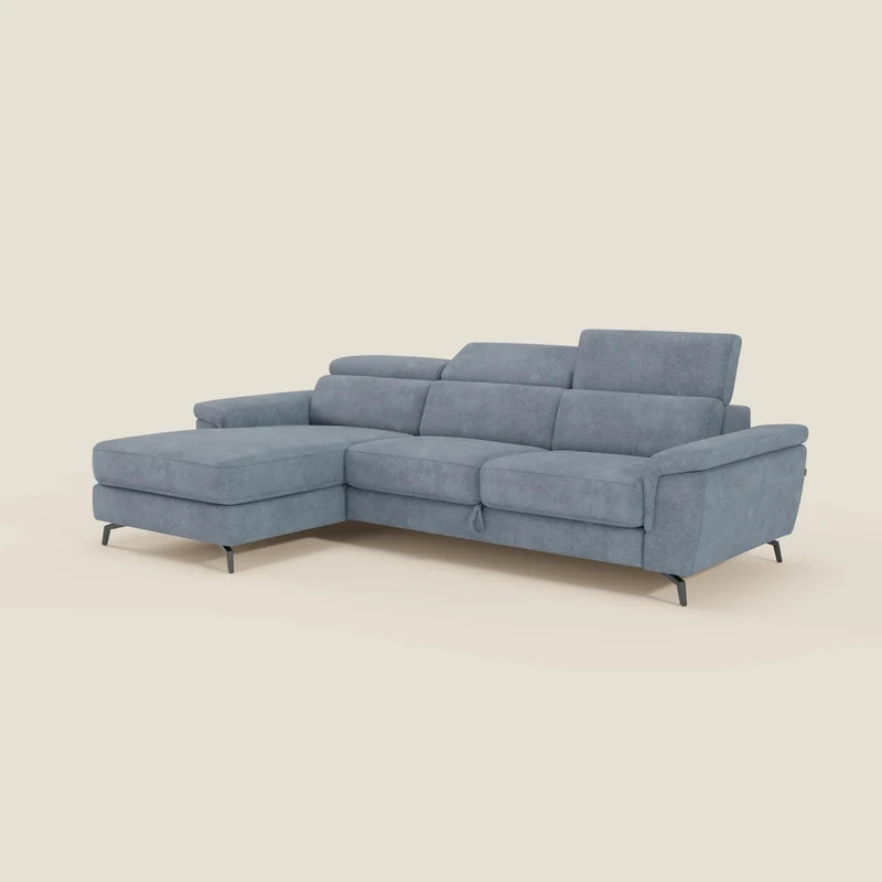 Estro Divano estraibile con chaise-longue e poggiatesta reclinabili in tessuto impermeabile T14 carta da zucchero