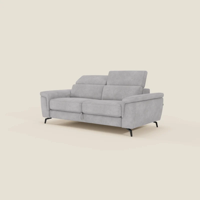 Estro Divano 3 posti con pouf estraibile - poggiatesta reclinabili in tessuto impermeabile T14 grigio chiaro